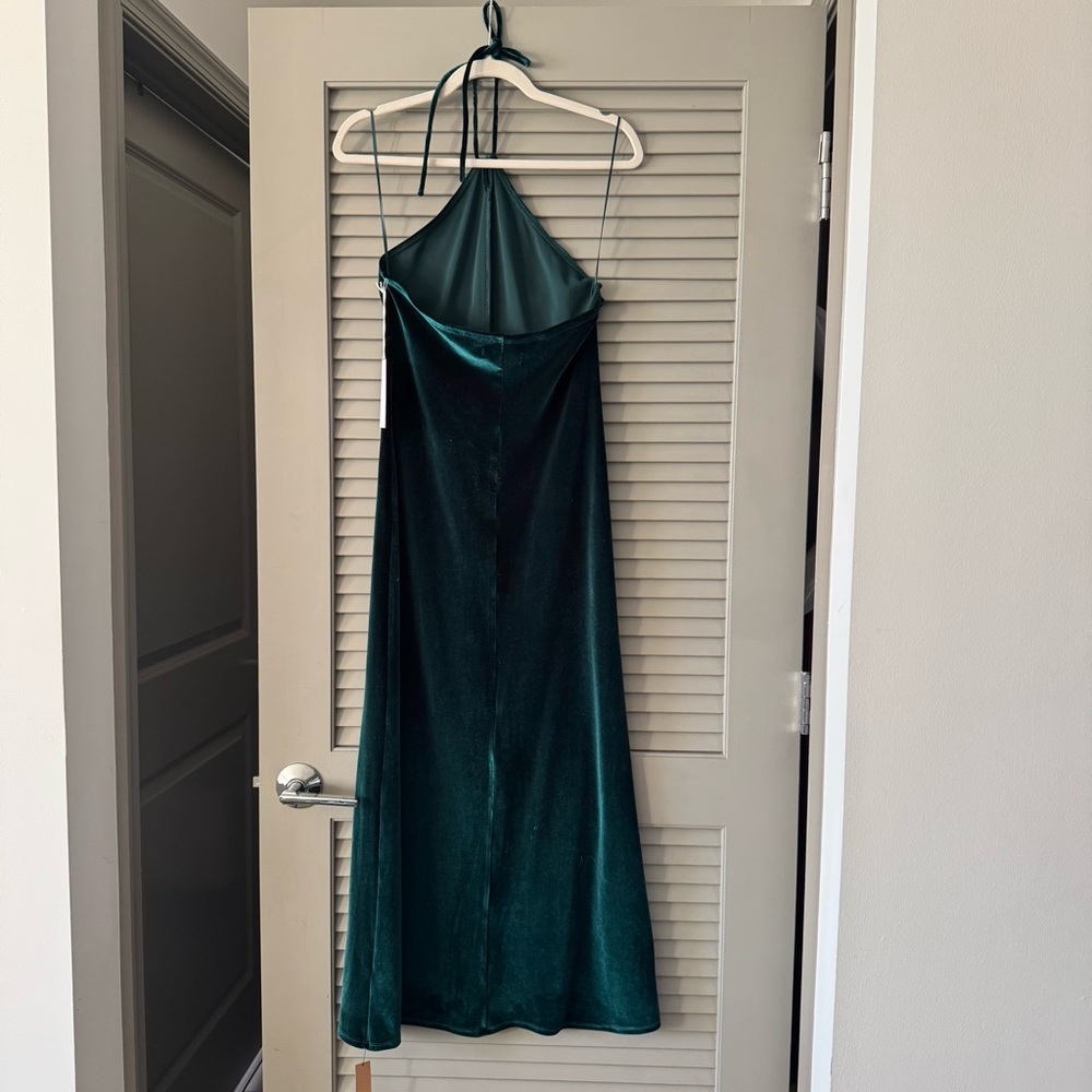 Reformation | Nyla Emerald Green Split Front Velvet Dress New w/ Tags ~ M - Picture 9 of 10